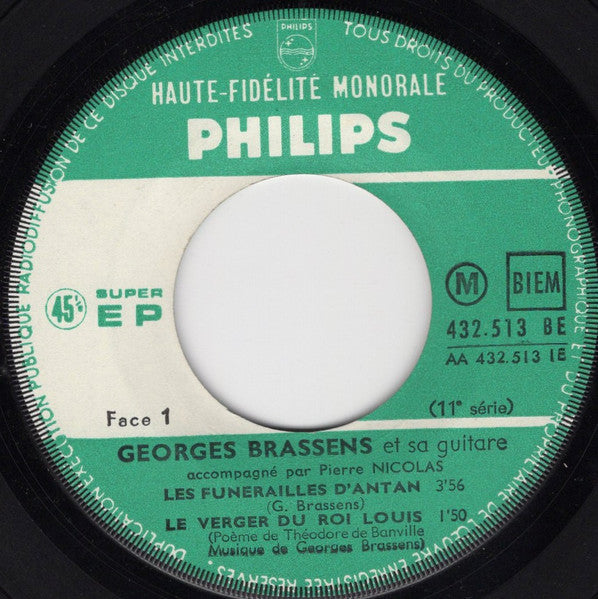 Georges Brassens : Les Funérailles D'antan (7", EP, Mono, RE)