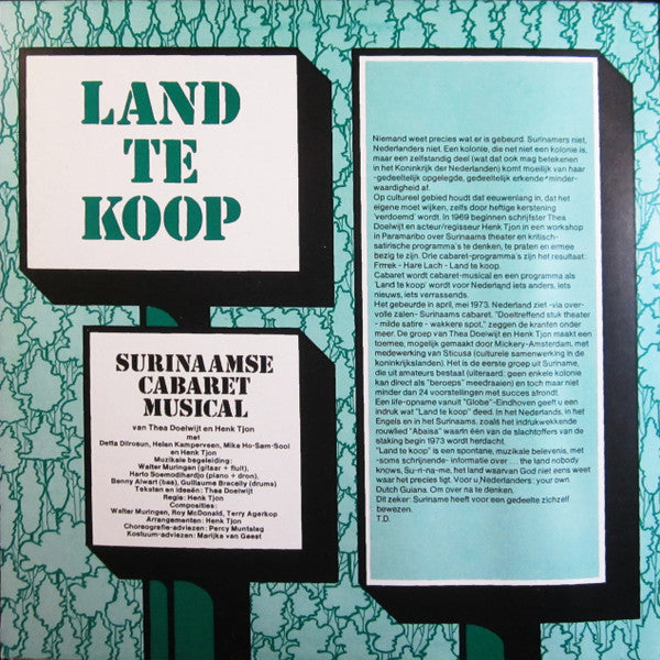 Surinaamse Cabaret Musical : Land Te Koop (LP, Album, Gat)