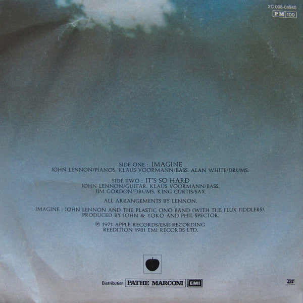 John Lennon / The Plastic Ono Band With The Flux Fiddlers : Imagine (7", Single, RE)