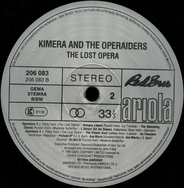 Kimera (3) And The Operaiders With London Symphony Orchestra : The Lost O?era (LP, Album)