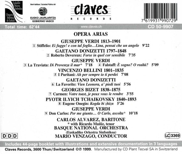 Carlos Álvarez (2) / Orquesta Sinfónica de Euskadi / Mario Venzago : Opera Arias (CD, Album)