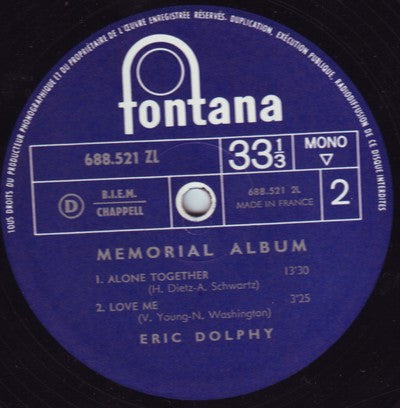 Eric Dolphy : The Eric Dolphy Memorial Album (LP, Album, Mono, RP, Gat)