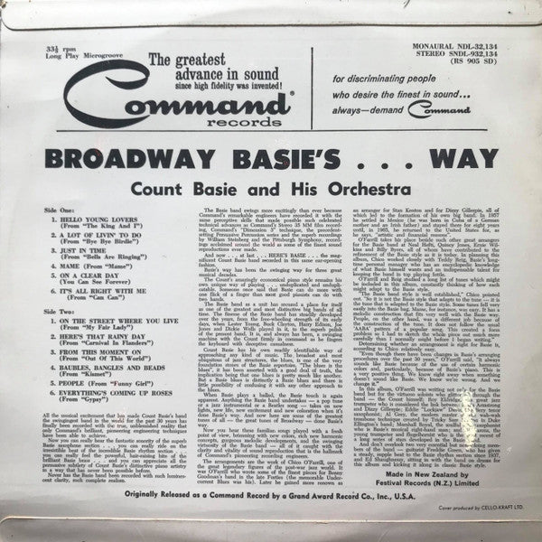 Count Basie Orchestra : Broadway Basie's...Way (LP, Album, Mono)