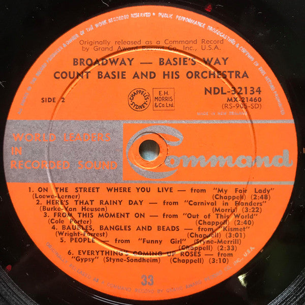 Count Basie Orchestra : Broadway Basie's...Way (LP, Album, Mono)