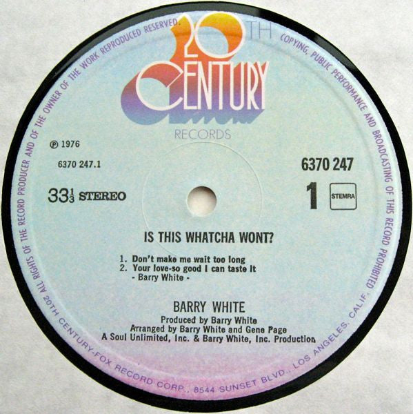 Barry White : Is This Whatcha Wont? (LP, Album)