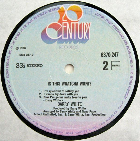 Barry White : Is This Whatcha Wont? (LP, Album)