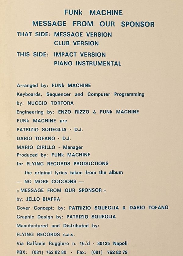 Funk Machine : Message From Our Sponsor (12")