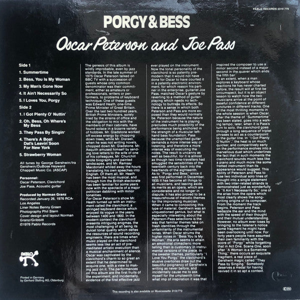 Oscar Peterson And Joe Pass : Porgy & Bess (LP, Album)