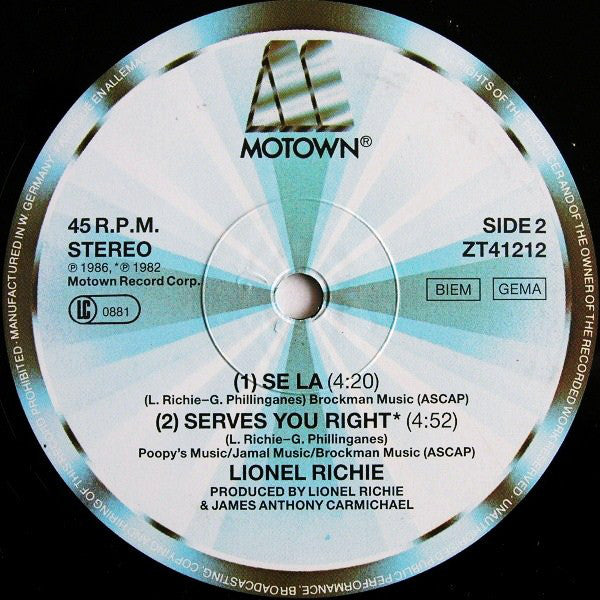 Lionel Richie : Se La (12", Maxi)