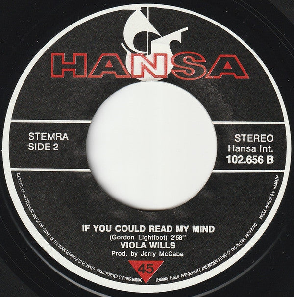 Viola Wills : If You Could Read My Mind (Special U.S. Disco-Mix) (7", Single, Whi)