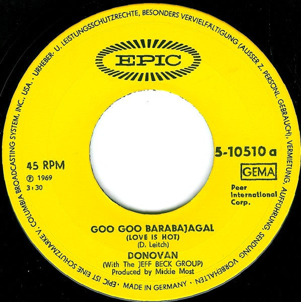 Donovan With Jeff Beck Group : Barabajagal (Love Is Hot) (7", Single)