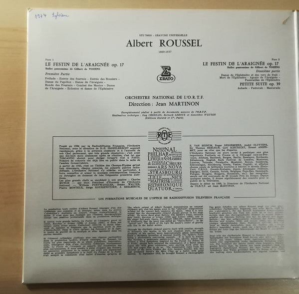 Albert Roussel - Orchestre National De L'ORTF, Jean Martinon : Le Festin De L'Araignée Op.17 - Petite Suite Op.39 (LP, Gat)