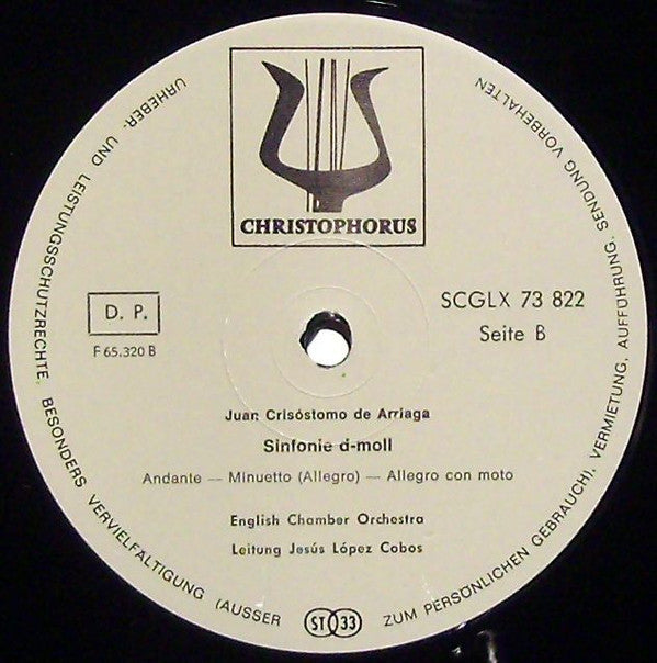 Juan Crisóstomo de Arriaga, English Chamber Orchestra, Jesús López-Cobos : Sinfonie d-moll Ouvertüre Zu "Los Esclavos Felices" (LP)