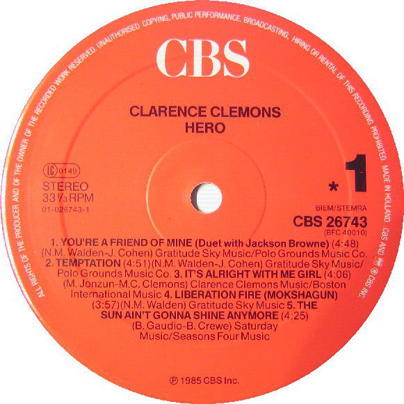 Clarence Clemons : Hero (LP, Album)