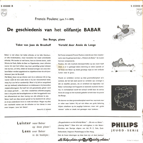 Francis Poulenc : Babar (De Geschiedenis Van Het Olifantje) (10")