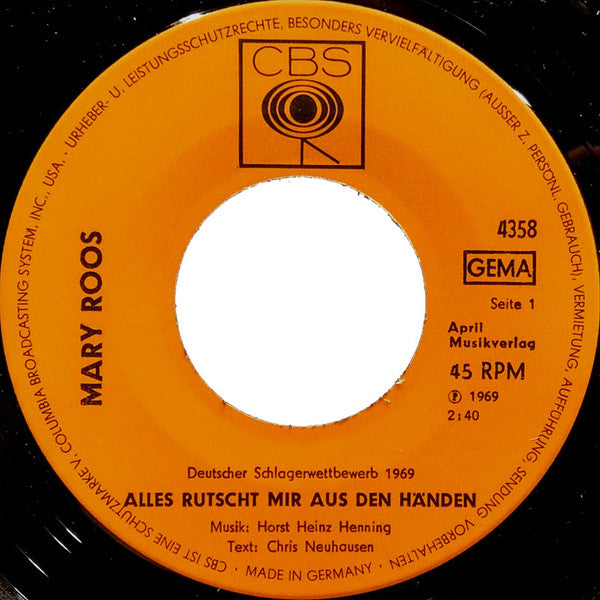 Mary Roos : Alles Rutscht Mir Aus Den Händen (7", Single)