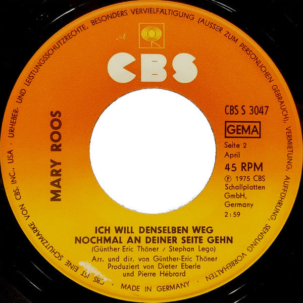 Mary Roos : Eine Liebe Ist Wie Ein Lied (7", Single)