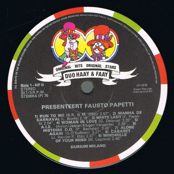 Fausto Papetti : Duo Haay & Faay Presenteert Fausto Papetti (LP, Comp)