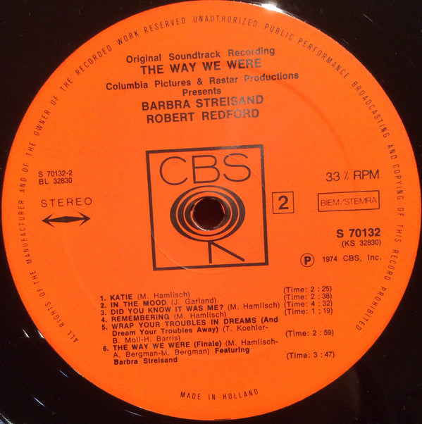 Marvin Hamlisch, Alan & Marilyn Bergman : The Way We Were (Original Soundtrack Recording) (LP)