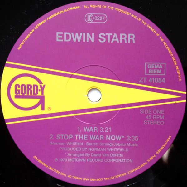Edwin Starr : War / Stop The War Now / Cloud Nine / Way Over There (12", Maxi)