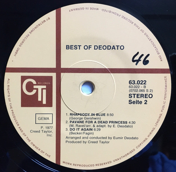Deodato* : Best Of Deodato (LP, Comp, RE)