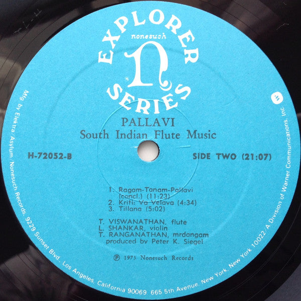 T. Viswanathan*, L. Shankar*, T. Ranganathan* : Pallavi/South Indian Flute Music (LP, Album, RE)
