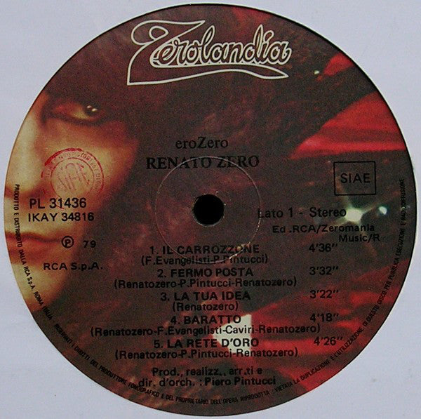Renato Zero : EroZero (LP, Album, Gat)