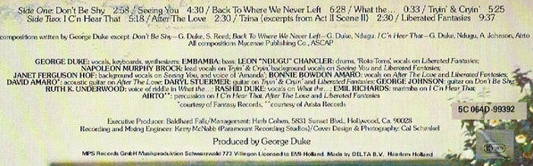 George Duke : Liberated Fantasies (LP, Album)