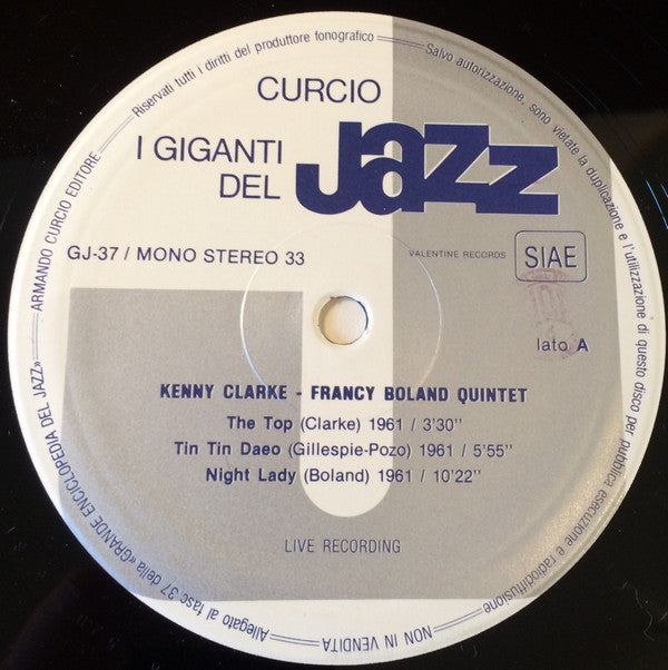 Kenny Clarke / Joe Harris (3) / Sahib Shihab / Francy Boland / The Kenny Clarke - Francy Boland Quintet* : I Giganti Del Jazz Vol. 37 (LP, Mono)