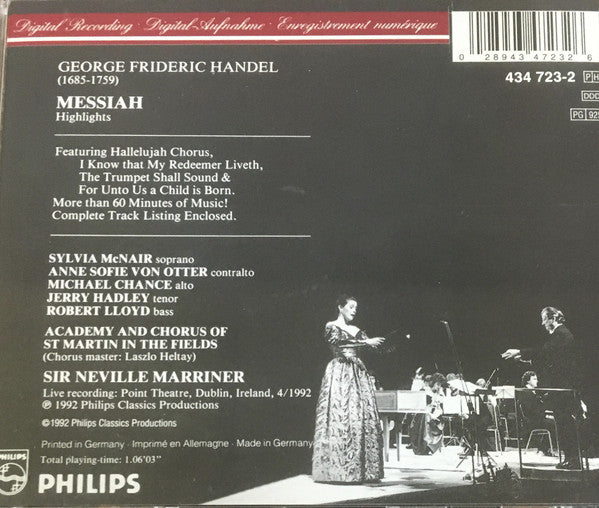 Sir Neville Marriner Conducts The Academy Of St. Martin-in-the-Fields From Georg Friedrich Händel : Messiah - Highlights (CD)