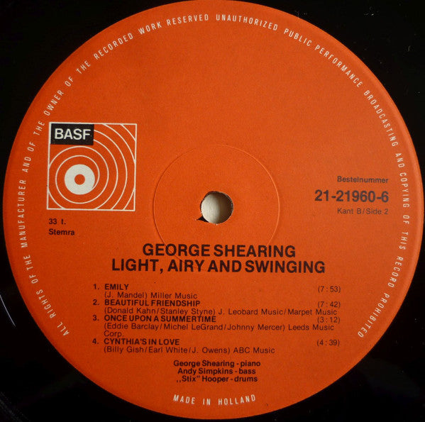George Shearing : Light - Airy & Swinging (LP, Album)