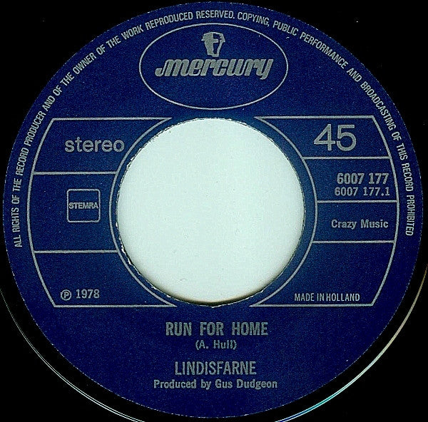 Lindisfarne : Run For Home (7", Single)