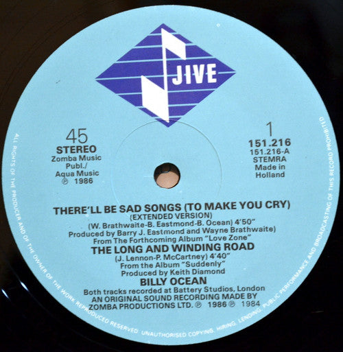 Billy Ocean : There'll Be Sad Songs (To Make You Cry) (12")