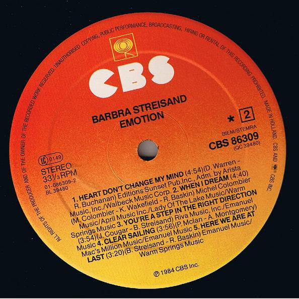 Barbra Streisand : Emotion (LP, Album)