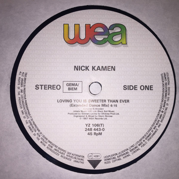 Nick Kamen : Loving You Is Sweeter Than Ever (Extended Dance Mix) (12")