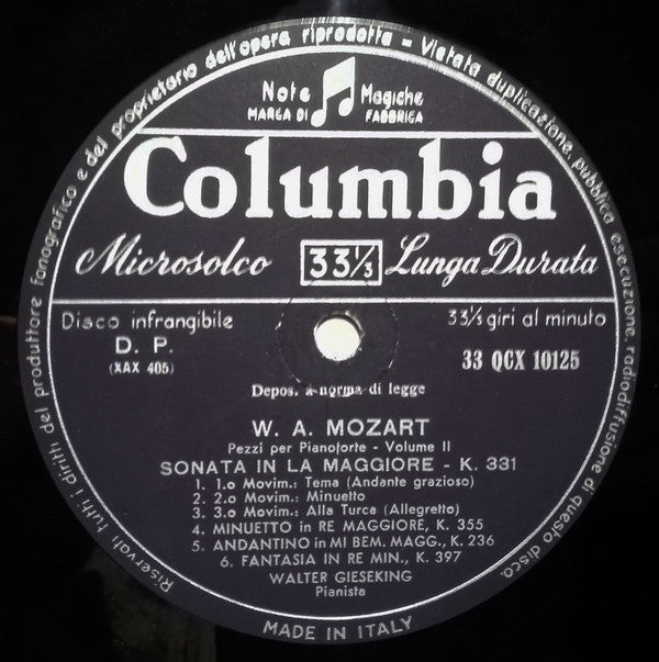 Wolfgang Amadeus Mozart, Walter Gieseking : Pezzi Per Pianoforte - Volume II (LP, Mono)