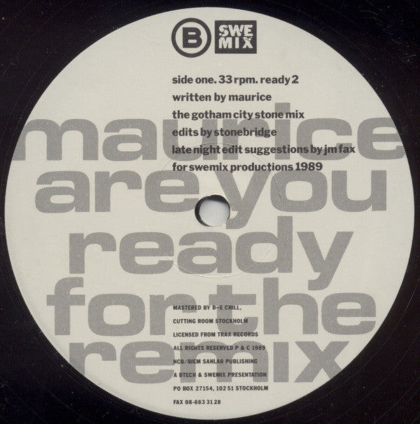Maurice* : Are You Ready For The Remix? To The Dance (12")