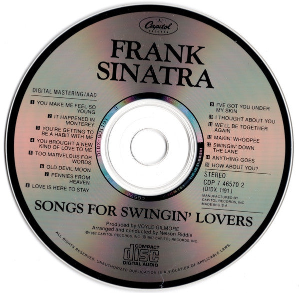 Frank Sinatra : Songs For Swingin' Lovers! (CD, Album, RE, RM)