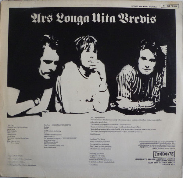 The Nice : Ars Longa Vita Brevis (LP, Album, RP)