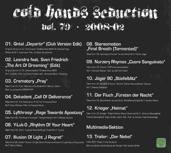 Various : Sonic Seducer Cold Hands Seduction Vol. 79 (CD, Comp, Enh)