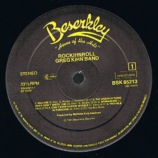 Greg Kihn Band : Rockihnroll (LP, Album)