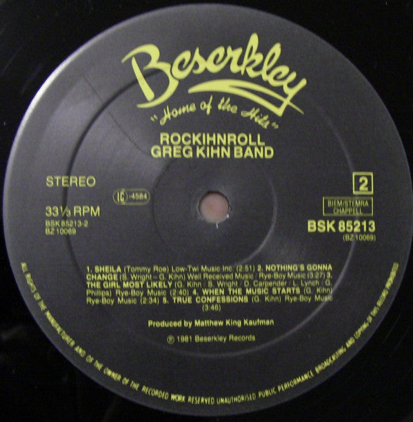 Greg Kihn Band : Rockihnroll (LP, Album)