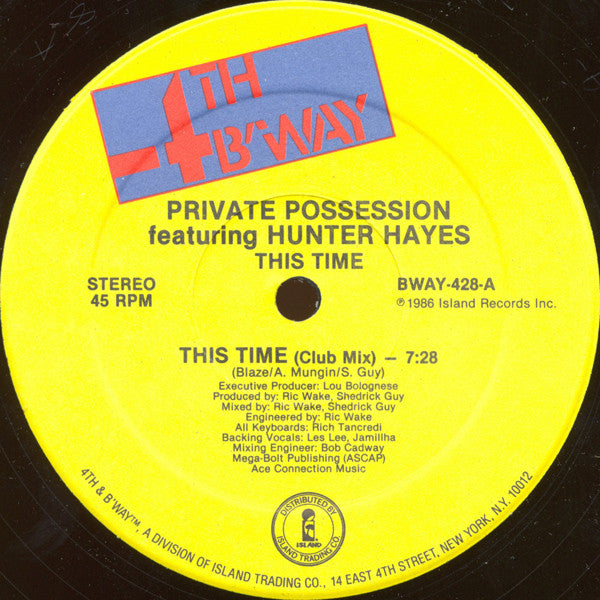 Private Possession Featuring Hunter Hayes : This Time (12")