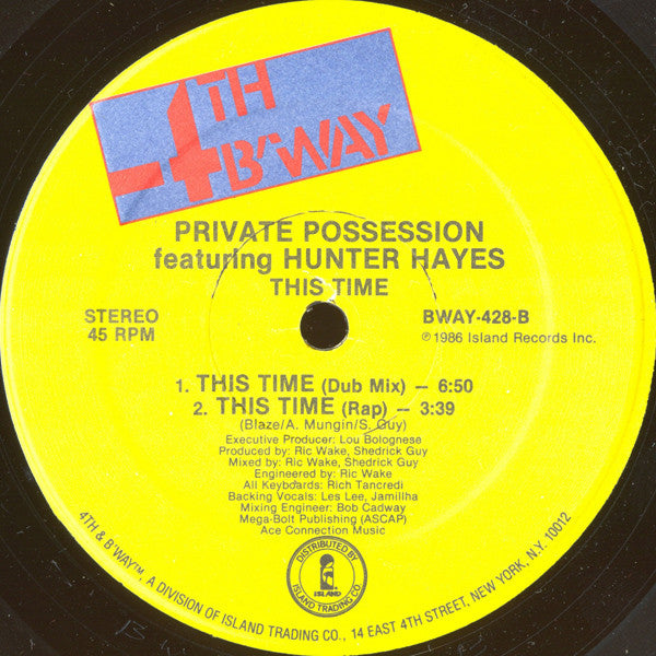 Private Possession Featuring Hunter Hayes : This Time (12")