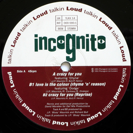 Incognito : Crazy For You (12")