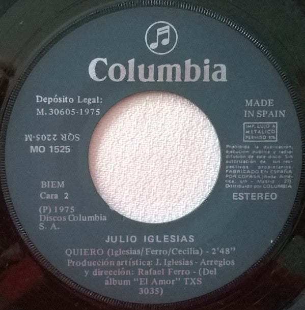 Julio Iglesias : Abrázame / Quiero (7", Single)