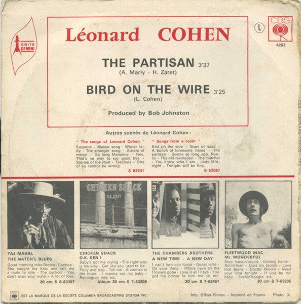 Leonard Cohen : The Partisan (7", Single)