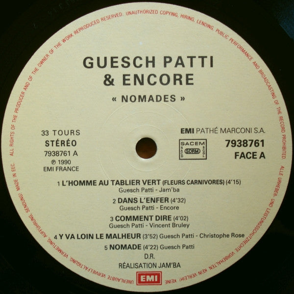 Guesch Patti & Encore : Nomades (LP, Album)
