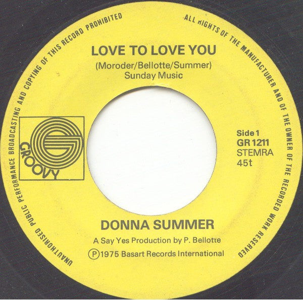Donna Summer : Love To Love You (7", Single)