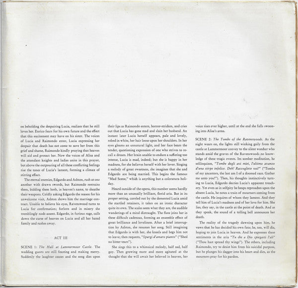Gaetano Donizetti / Roberta Peters, Jan Peerce, Giorgio Tozzi, Philip Maero, Orchestra Del Teatro Dell'Opera Di Roma And Coro Del Teatro Dell'Opera Di Roma, Erich Leinsdorf : Lucia Di Lammermoor (Complete) (2xLP, Album, RE, Gat)